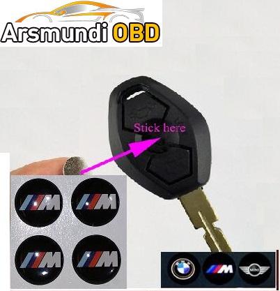 50pcs/lot 3D For BMW M logo Folding key M sticker 11MM 12MM Auto Key Fob Emblem Badge Radio button Sticker For bmw M serials