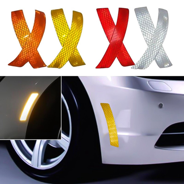 2Pcs/Lot Car Bumper Reflective Warning Strip Decal Stickers Auto Accessory Reflector Stickers Decals Car Styling