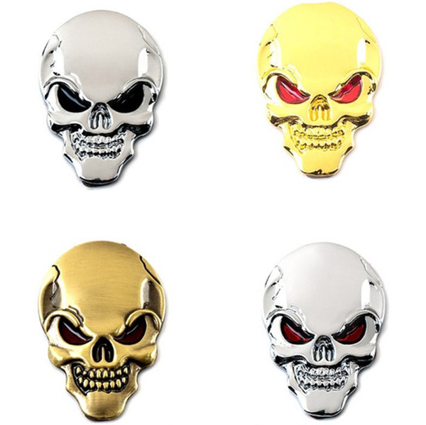 3.7*5.5CM Metal Car Auto Skull Head Halloween Party Decor Auto Body Door Bumper Sticker Horrible Decals Films Creative Stylish Accessory New