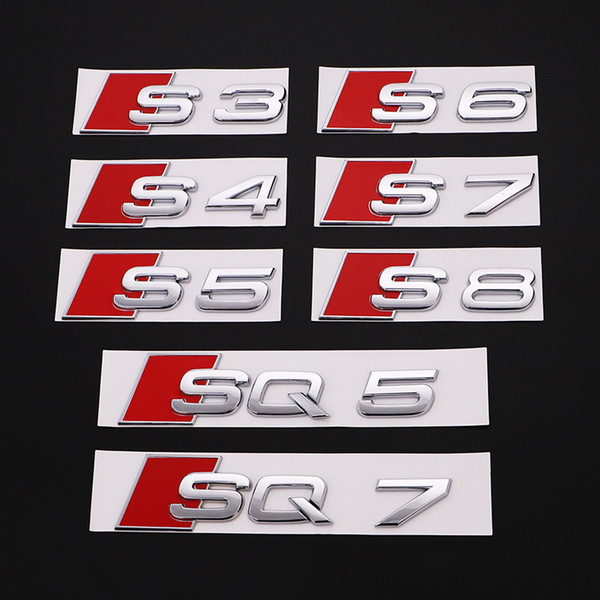 3D ABS Silver S3 S4 S5 S6 RS3 RS6 RS8 RS7 S7 Rear Trunk Badge Emblem Sticker Letter Logo Decal Replacement for Audi