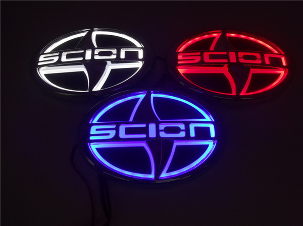 Car Styling 5D Auto Badge Lamp Special modified car scion logo with LED light Emblem for Scion 12.5CM*8.5CM RED BLUE WHITE