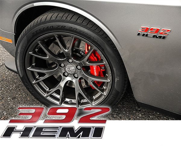 Free shipping 2X Red 392 HEMI Badge Emblem For Dodge Challenger Charger Ram 1500 Chrysler 300C