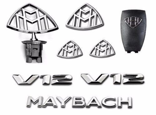 8pcs Set Mercedes Emblem-Maybach S-Class Hood Standing Fender Rear Badges V12 W222 W221