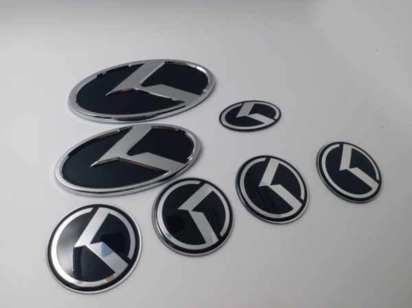 7pcs/Set ar K Logo Sticker Decal Red / Black Steering Wheel Emblem 60mm for KIA K Center Cap Badge car styling