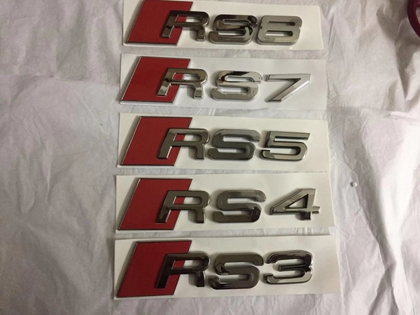 3D Chrome Audi RS3 RS4 RS5 RS6 RS7 RS8 - Gloss Black or Silver Logo Boot Badge Emblem