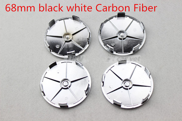 20 pcs 68mm black white carbon fiber wheel center hub caps emblem logo badges car styling