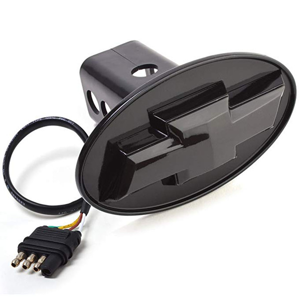 CHEVY Hitch Cover - Licensed LED Light Trailer Towing Hitch Cover Receiver Black 6530