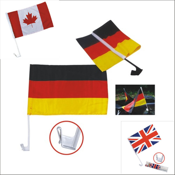 DHL 2018 Russia world cup car flag 32 national team car football soccer window flag 30*45cm with a clip with handle