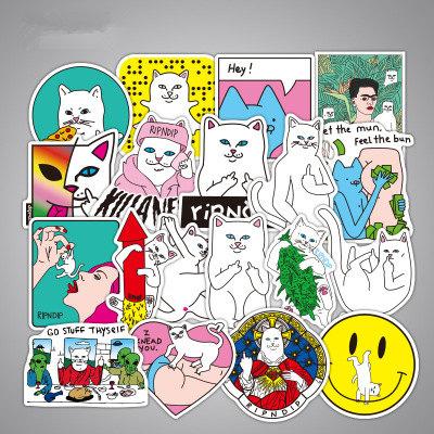 50pcs/set DIY Waterproof Stickers without repetition Middle Finger Cats Doodle stickers For Car Laptop Motorcycle Notebook Car Sticker