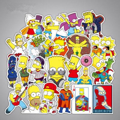 50pcs/Set Anime Cartoon Simpson Mixed Stickers For Laptop Sticker Decal Fridge Skateboard PVC Stickers For Travel Suitcas