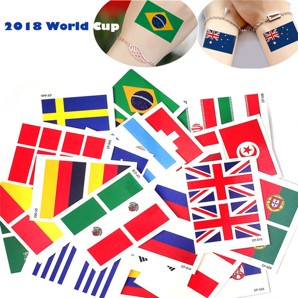 2018 World Cup National Flag Tattoo Sticker Temporary Body Face Hand Tattoo Adhesive Stickers 6*8cm Brazil Russia France