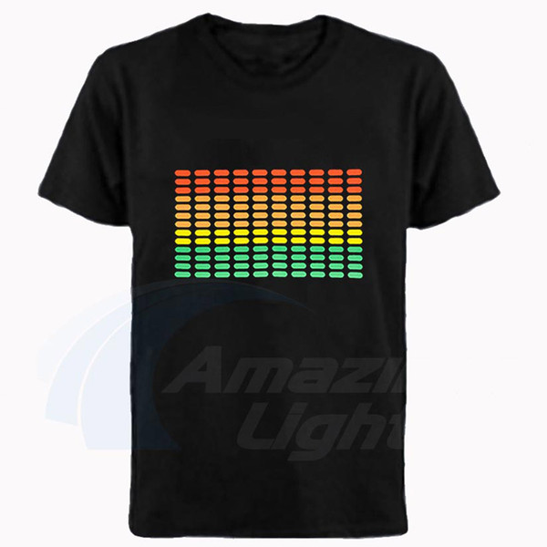 Hot sale High Quality unisex 100%Cotton LED t shirts equalizer Sound Activated EL T shirt Amazing light brand led t-shirt