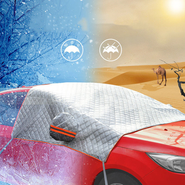 AIKESI Hot Half Cover Dust Resistant Shield Car Covers Sun Shade PEVA Car Snow Shield Auto Front Windscreen Protector Hook Up