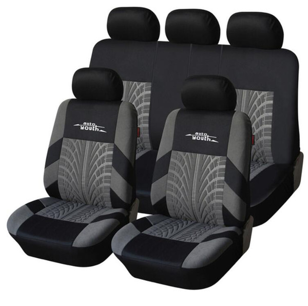 Brand Embroidery Car Seat Covers Set Universal Fit Most Cars Covers with Tire Track Detail Styling Car Seat Protector Free Shipping