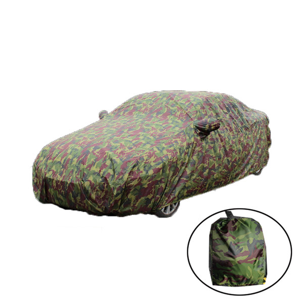 1 set car covers outdoor sun protection cover cloth for car reflector dust rain snow protective sedan camo color