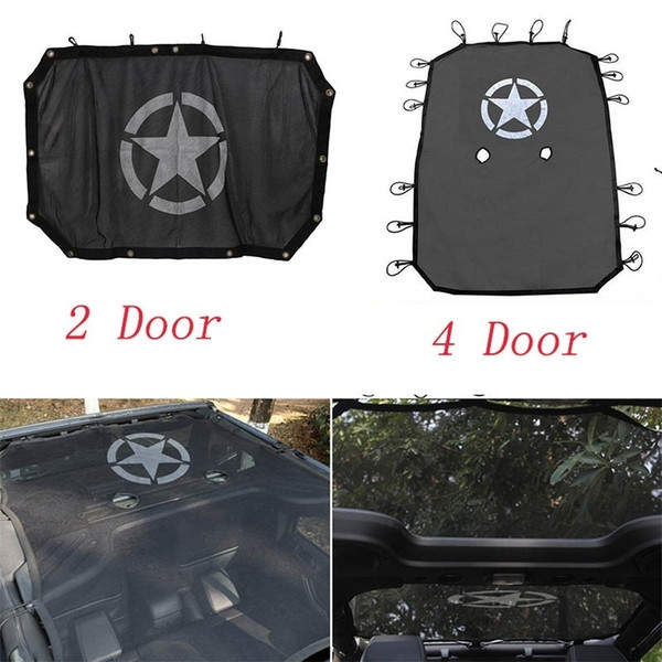 Star Style Black Durable Full Cover Mesh Shade Top Sunshade UV Protection for Jeep Wrangler 2007-2017 2/4 Door