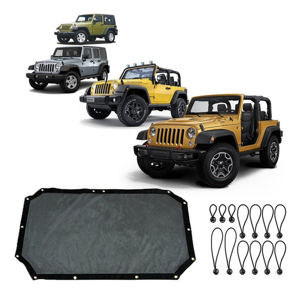 Durable Polyester Mesh Shade Top Cover Provides UV Sun Protection for Jeep Wrangler Accessories 2 Door / 4-Door JK JKU 2007-2018