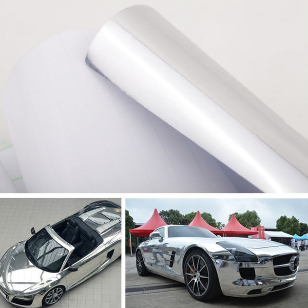 152 * 30cm Chrome Mirror Silver Vinyl Wrap Car Sticker Decal Film Sheet Self-adhesive Air Bubble Body Decoration Car Styling