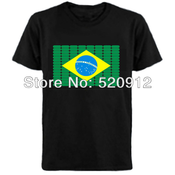 Brazil National Flag Equalizer el sound activated t-shirt el lighting t-shirt Free Shipping