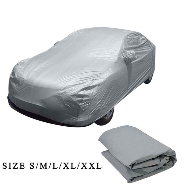 Universal Full Car Covers Snow Ice Dust Sun UV Shade Cover Light Silver Size S-XL Auto Car Outdoor Protector Cover