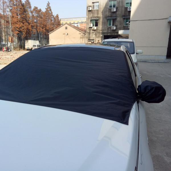 Car Magnet Windshield Cover Snow Cover with Mirror Sunshade Ice Snow Frost Protector Windshield Silver Black Covers