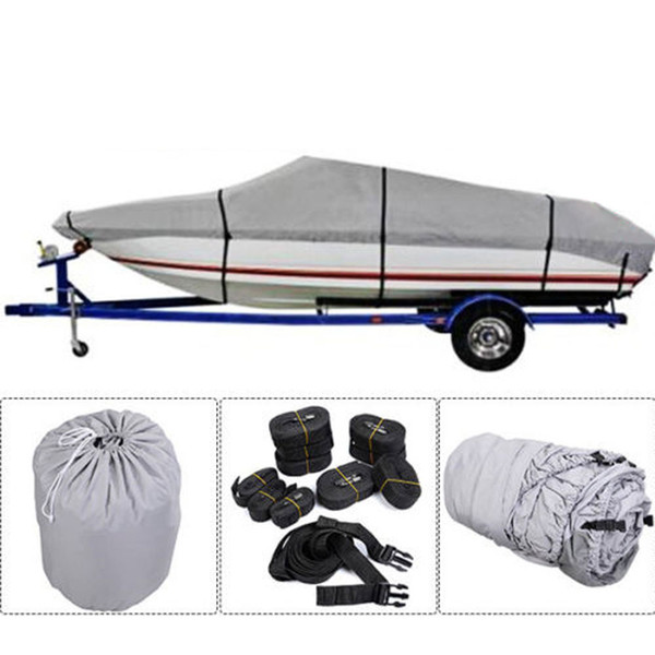 20-22ft 600D Oxford Fabric High Quality Waterproof Boat Cover with Storage Bag Gray Boat Cover