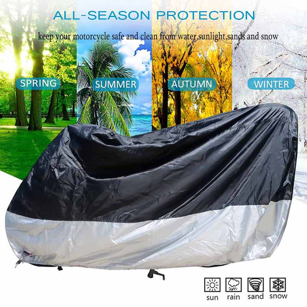 Motorcycle Cover Waterproof Durable Black & Sliver Motorcycle Scooter Cover with Lock for 116in Motorcycle  BMW-XXX-Large