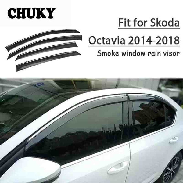 Chuky 4pcs ABS Car Styling Window Sun Visors Awnings Shelters Rain Shield For Skoda Octavia 2014 2015 2016 20222022Accessories