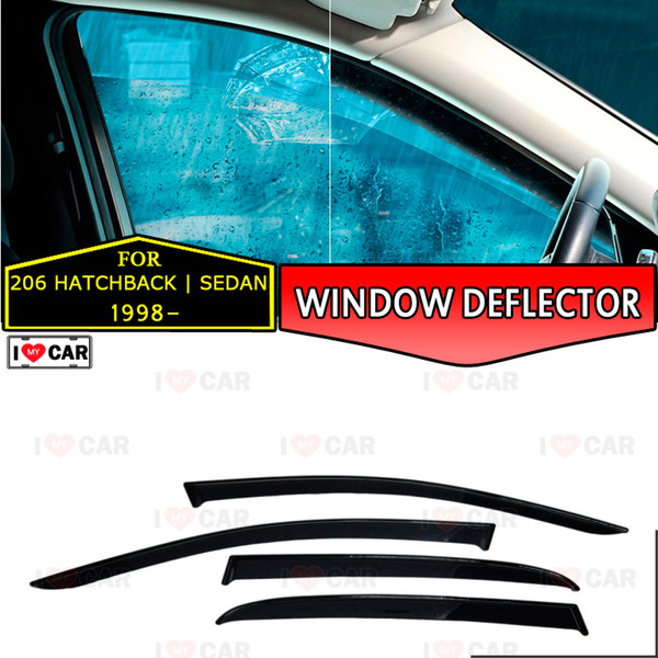 Window deflectors for Peugeot 206 Hathcback | Sedan 1998- car window deflector wind guard vent sun rain visor cover car styling