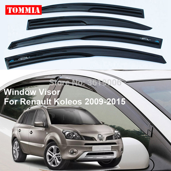 tommia 4pcs Window Visor Shade Vent Wind Rain Deflector Guards Cover For Renault Koleos 2009-2015