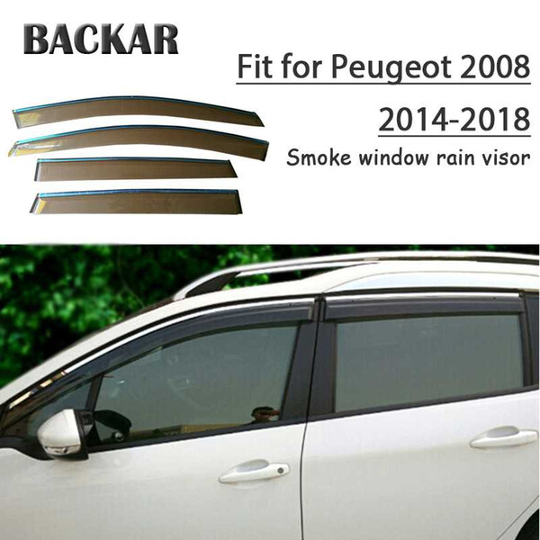 Backar 4pcs Auto Car Windows Rain Wind Sun Shield Deflector Visor Trim For Peugeot 2008 2014 2015 2016 20222022Accessories