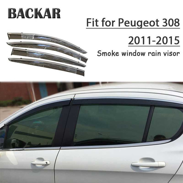 Backar 4pcs Auto Car Windows Rain Wind Sun Shield Deflector Visor Trim For Peugeot 308 2011 2012 2013 2014 2015 Accessories