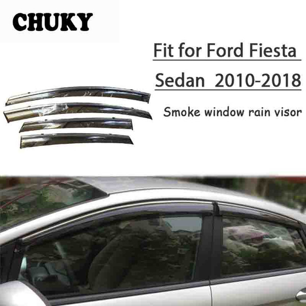 Chuky 4pcs ABS Car Styling Window Visors Awnings Shelters Rain Shield For Ford Fiesta Sedan 2010-2016 20222022Auto Accessories