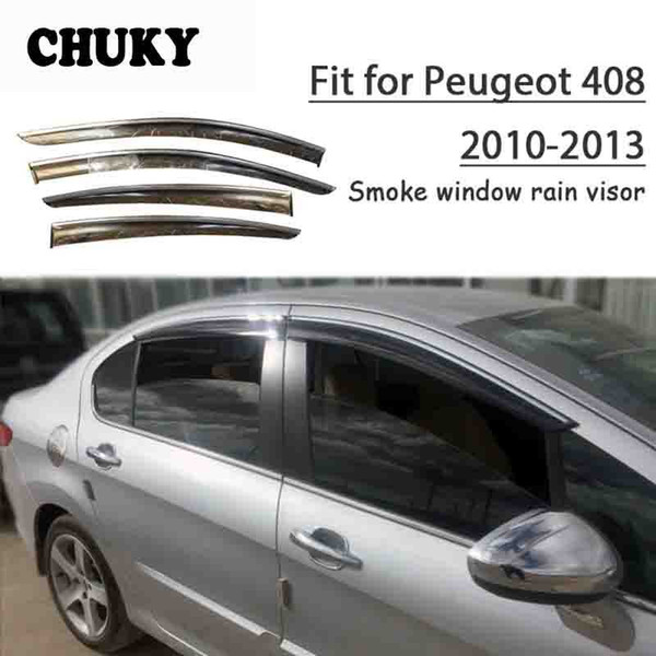 Chuky 4pcs ABS Car Styling Window Sun Visors Awnings Shelters Rain Shield For Peugeot 408 2010 2011 2012 2013 Auto Accessories