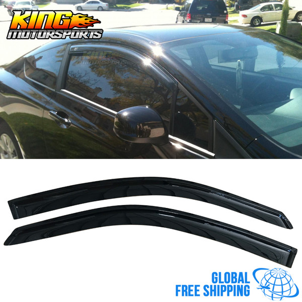 Fits 08-12 Accord Coupe Acrylic Window Visors 2Pc Set Global Free Shipping