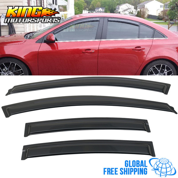 Fits 11-15 Chevy Cruze Acrylic Window Visors 4Pc Set Global Free Shipping