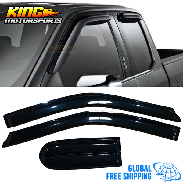 Fits 15-16 Ford F150 Supercab Extended Cab Acrylic Window Visors 4Pc Set Global Free Shipping