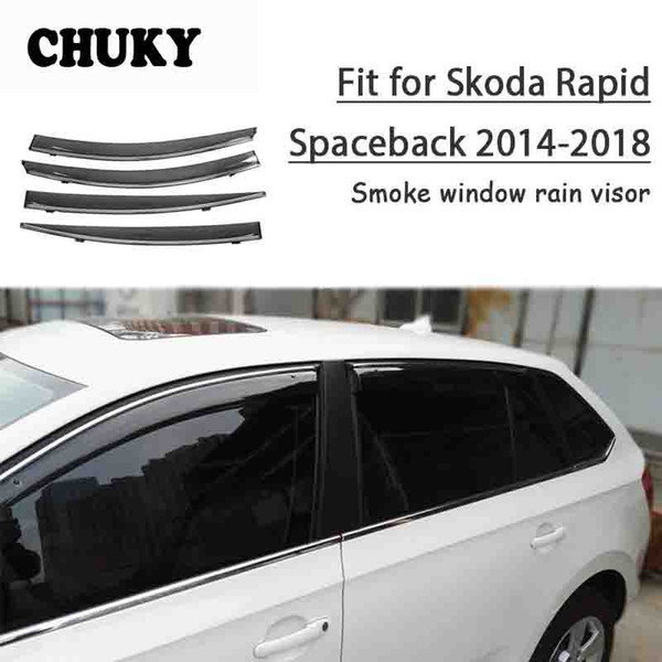 Chuky 4pcs ABS Car Styling Window Sun Visors Awnings Shelters Rain Shield For Skoda Rapid Spaceback 2014-20222022Accessories