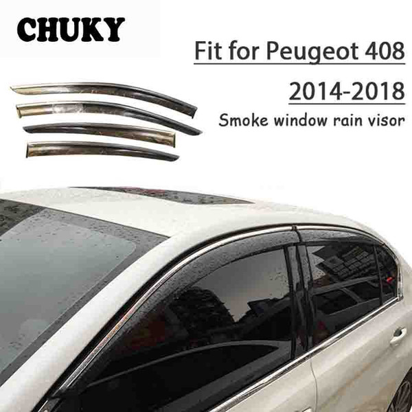 Chuky 4pcs ABS Car Styling Window Sun Visors Awnings Shelters Rain Shield For Peugeot 408 2014 2015 2016 20222022Accessories