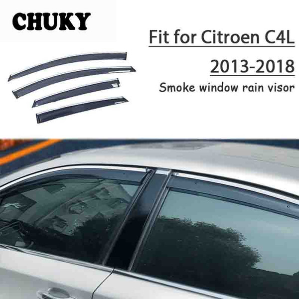 Chuky 4pcs ABS Car Styling Window Visors Awnings Shelters Rain Shield For Citroen C4L 2013 2014 2015 2016 20222022Accessories