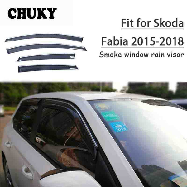 Chuky 4pcs ABS Car Styling Window Sun Visors Awnings Shelters Rain Shield For Skoda Fabia 2015 2016 20222022Auto Accessories