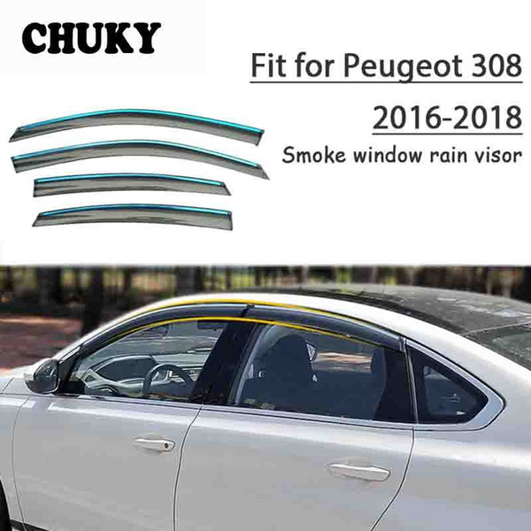 Chuky 4pcs ABS Car Styling Window Sun Visors Awnings Shelters Rain Shield For Peugeot 308 2016 20222022Auto Accessories