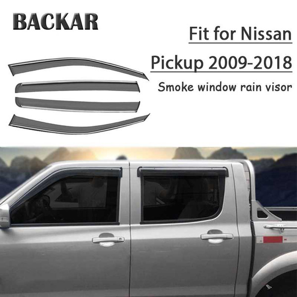 Backar 4pcs Auto Car Windows Rain Wind Sun Shield Deflector Visor Trim For Nissan Pickup 2009-2022Accessories All Weather