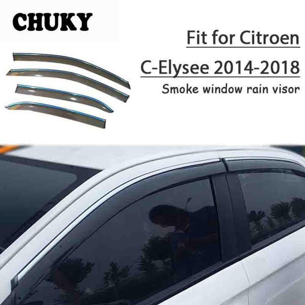 Chuky 4pcs ABS Car Styling Window Visors Awnings Shelters Rain Shield For Citroen C-Elysee 2014 2015 2016 20222022Accessories