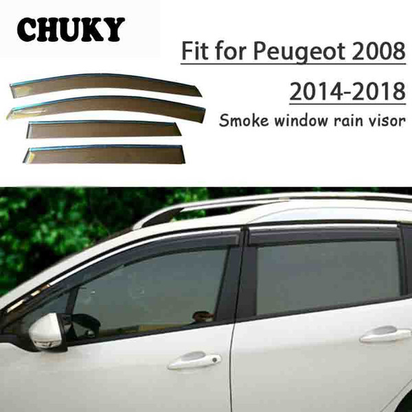 Chuky 4pcs ABS Car Styling Window Sun Visors Awnings Shelters Rain Shield For Peugeot 2008 2014 2015 2016 20222022Accessories