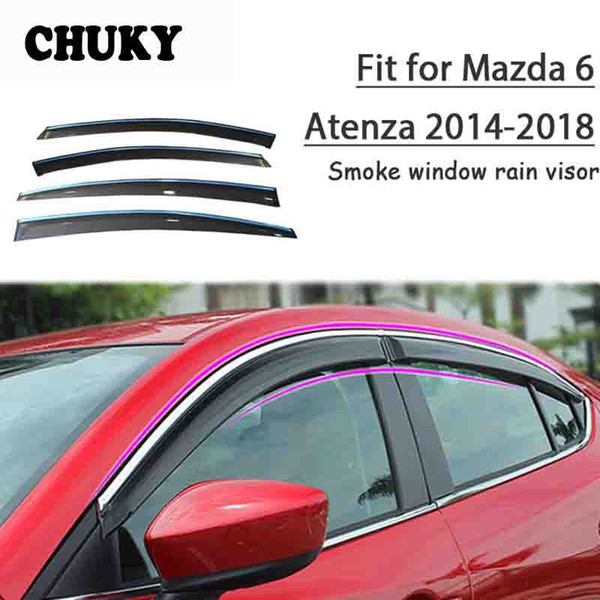 Chuky 4pcs Car Styling Window Visors Awnings Shelters Rain Shield For Mazda6 Atenza 2014 2015 2016 20222022Auto Accessories