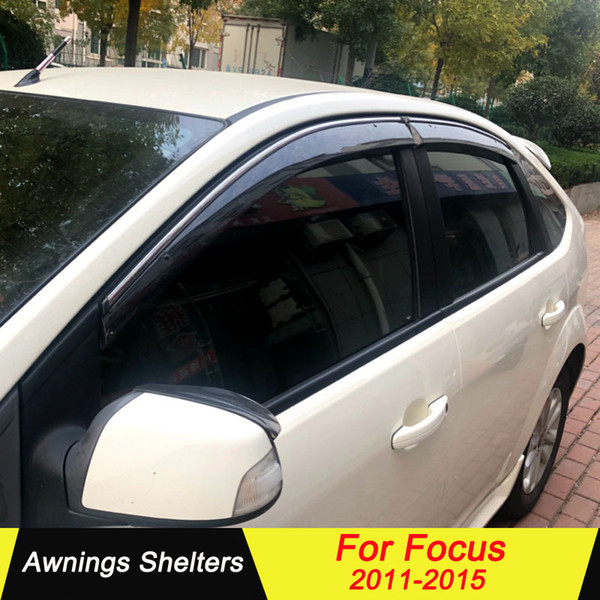 For Ford Focus 2011-2015 Window Visors Awnings Shelters Rain Sun Deflector Guard Vent Protector Covers 4Pcs/SET Car Accessories