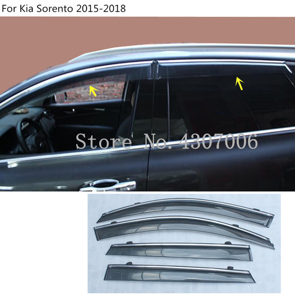 car body cover Stick lamp plastic Window glass Wind Visor Rain/Sun Guard Vent 4pcs For Kia Sorento 2015 2016 2017