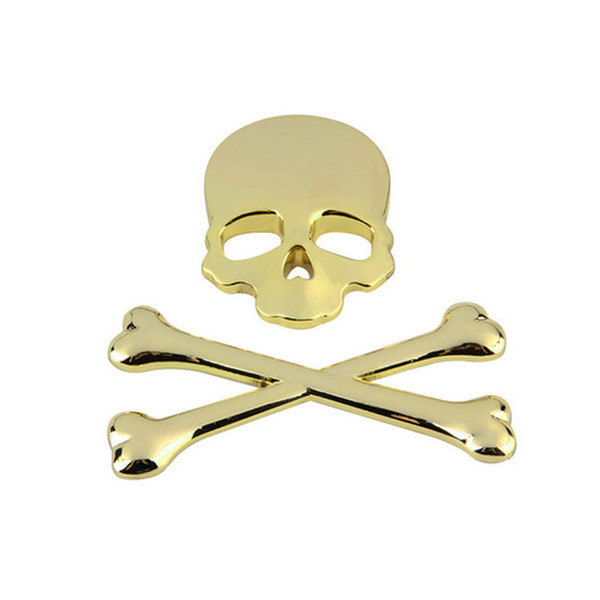 New Chrome Skull Cross Bones Car Emblem Badge Logo Decals Skeleton Metal Sticker 3D