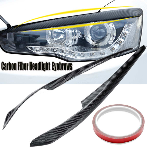 2pcs Car Headlight Eyelids Eyebrows Carbon Fiber Pattern for Mitsubishi Lancer EVO X 10 2008-2014 Car Styling